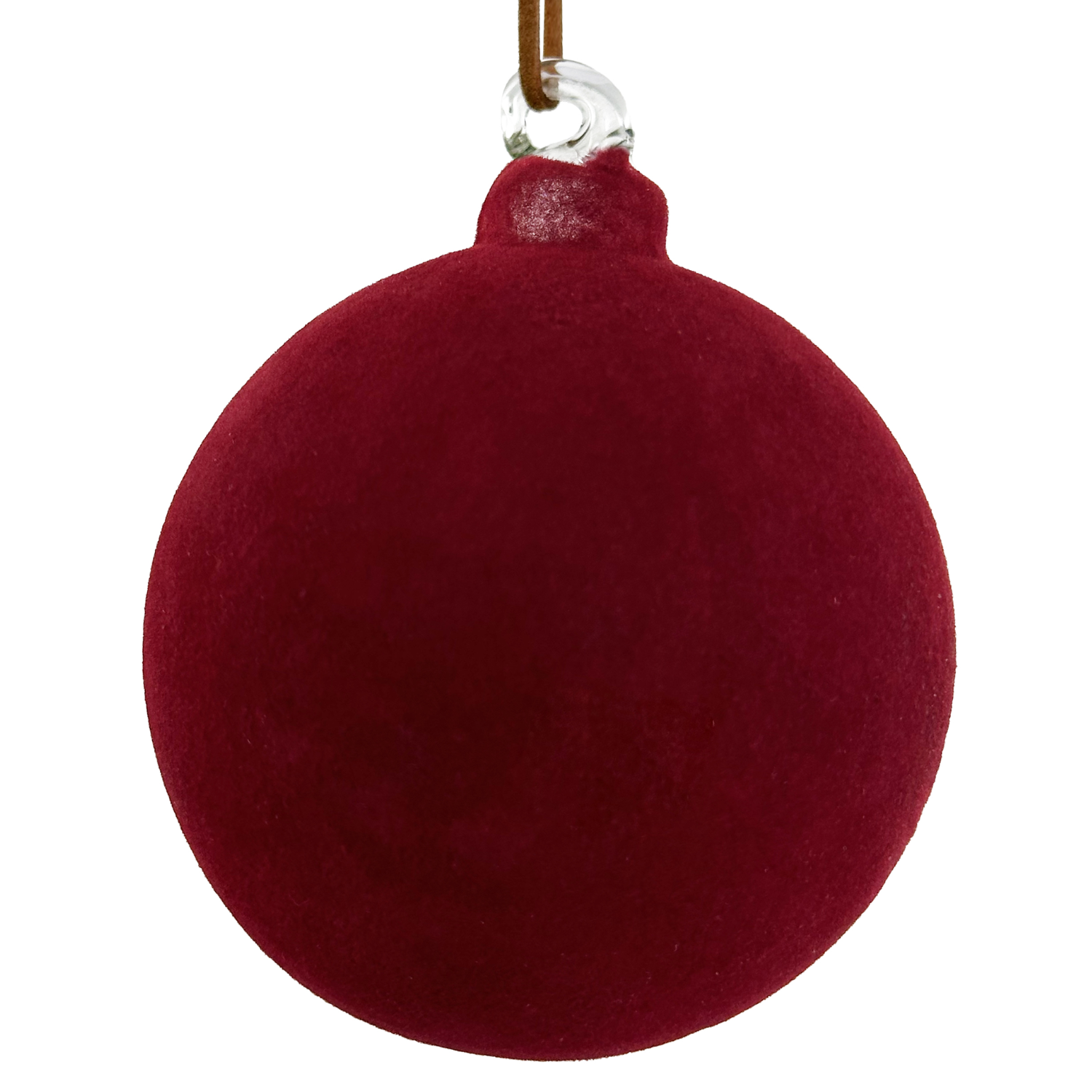 Burgundy Velvet Glass Ball with Leather Hanger at Home Smith