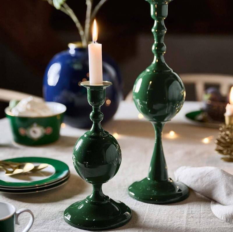 Candle Holder Metal Sphere in Green at Home Smith