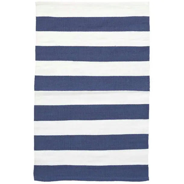 Catamaran Stripe Denim/White Indoor/Outdoor Rug - Home Smith