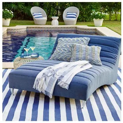 Catamaran Stripe Denim/White Indoor/Outdoor Rug - Home Smith