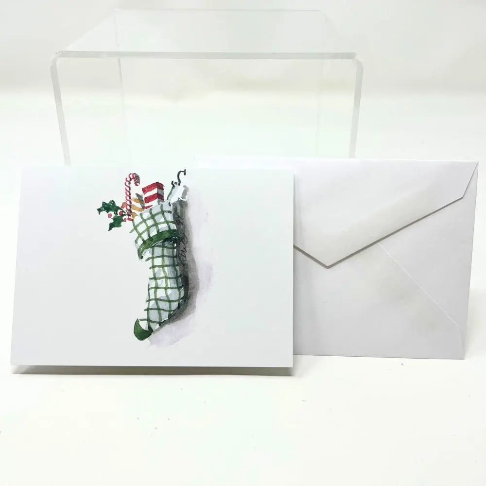 Home Smith Checked Stocking Holiday Cards Odd Balls Holiday Cards