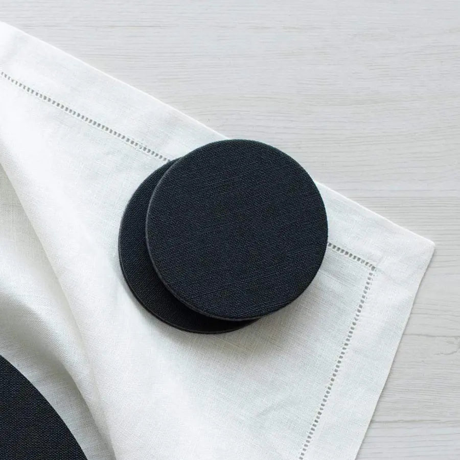 Classic Canvas Felt-Backed Coasters in Black - Box of 8 - Home Smith
