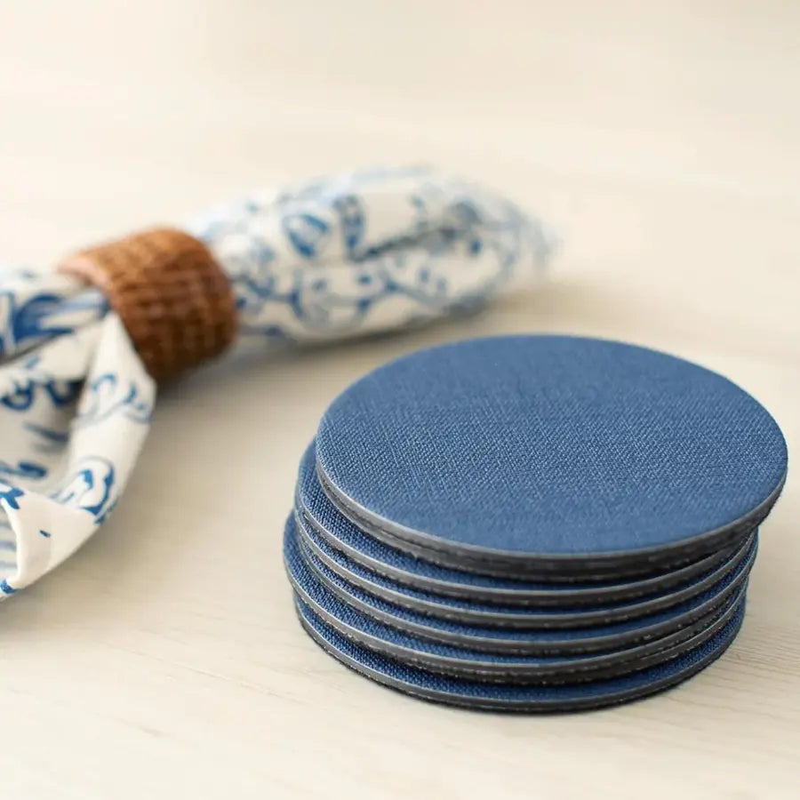 Classic Canvas Felt-Backed Coasters in Navy - Box of 8 - Home Smith