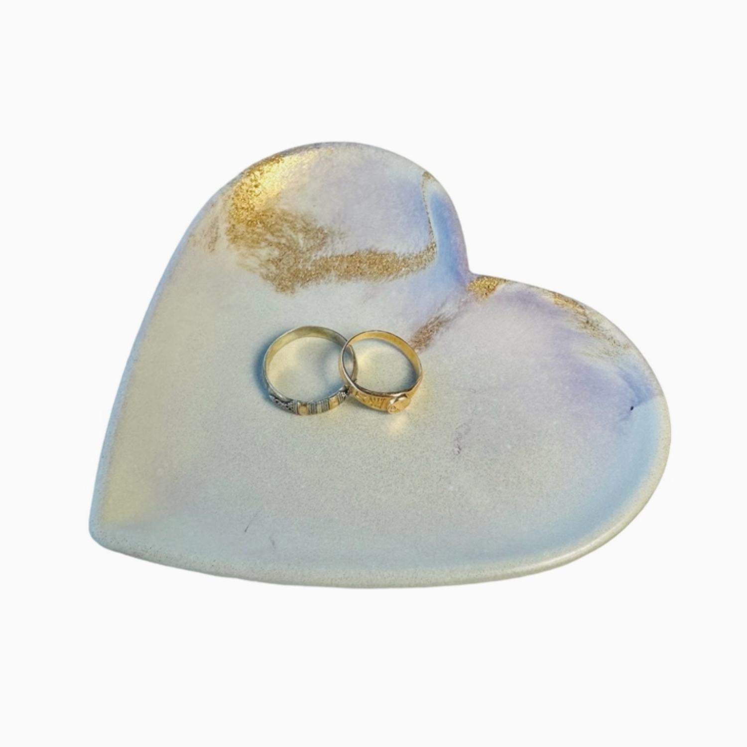 Concrete Hand Poured Lavender Gold Heart Tray at Home Smith