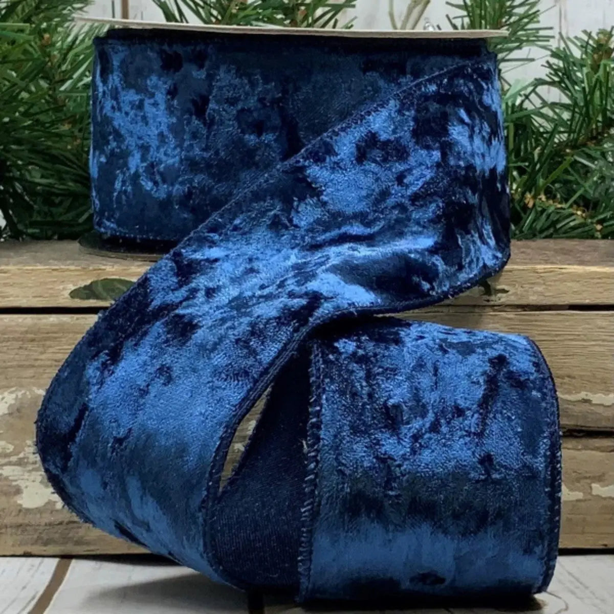 Crushed Velvet Ribbon in Navy - Home Smith