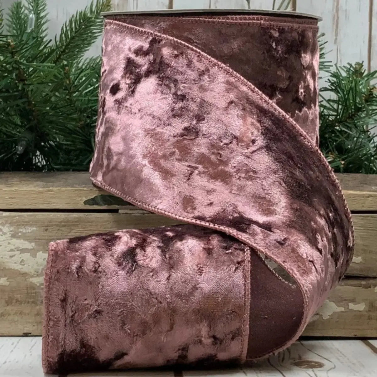 Crushed Velvet Ribbon in Rose Mauve - Home Smith