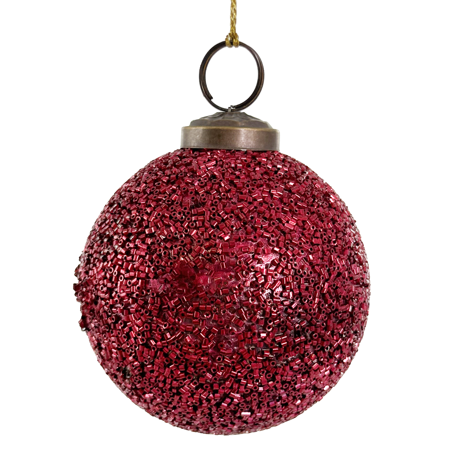 Dark Red Beaded Glass Ornament at Home Smith