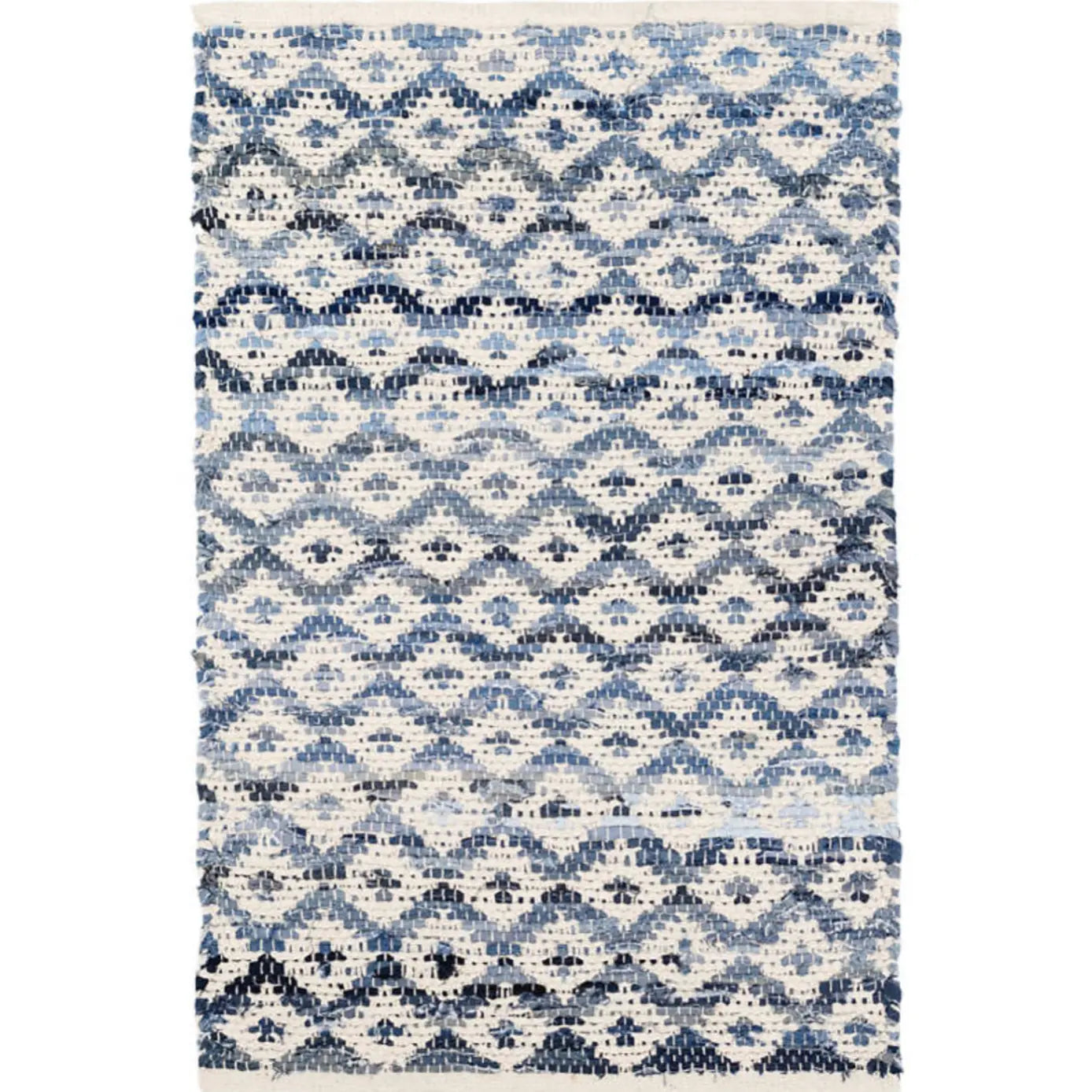 Denim Rag Diamond Ivory Woven Cotton Rug - Home Smith