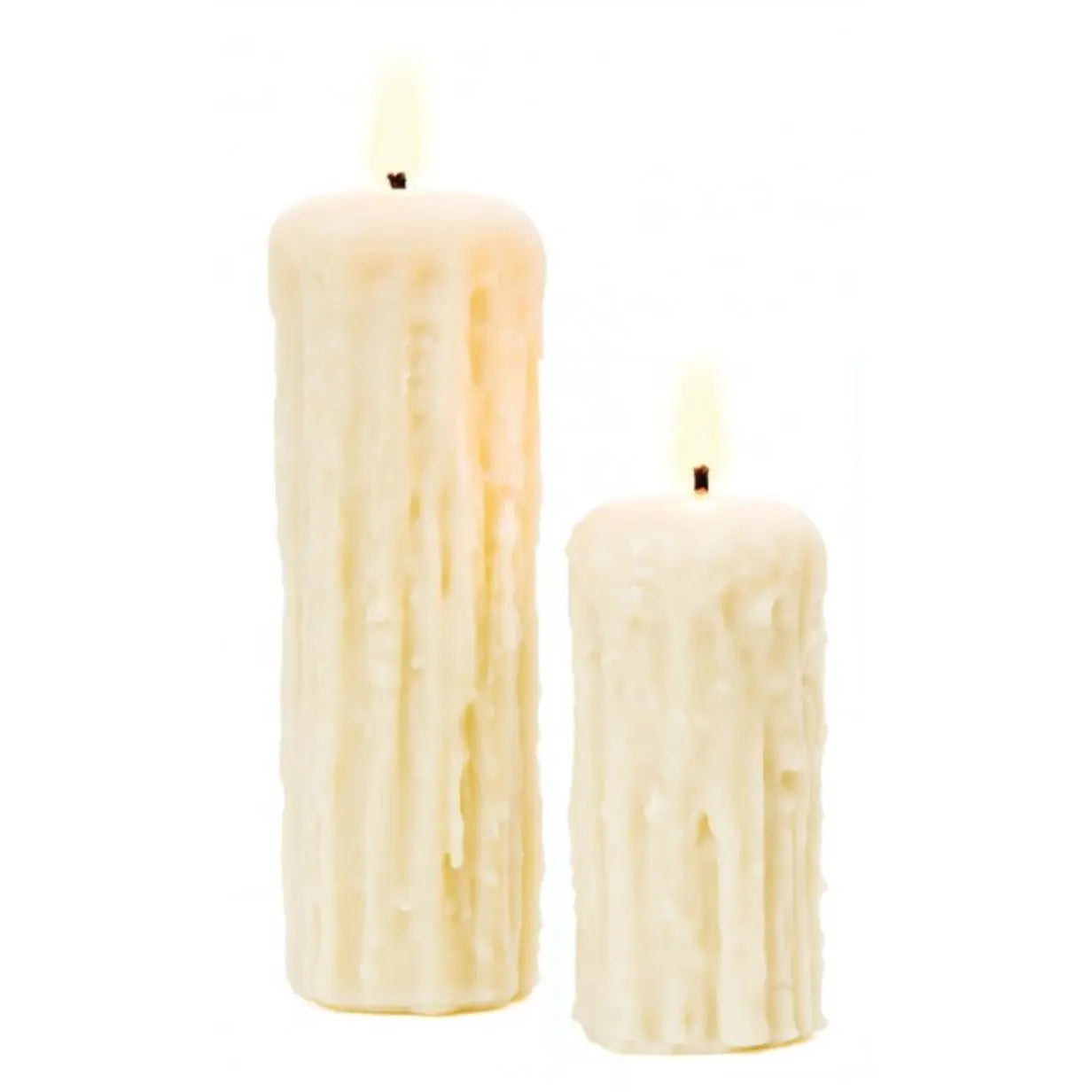 Dripped Ivory Beeswax Pillar Candle - Home Smith