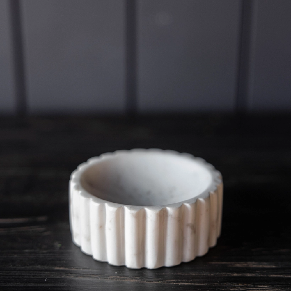 Fluted Marble Soap Dish available in black or white at Home Smith