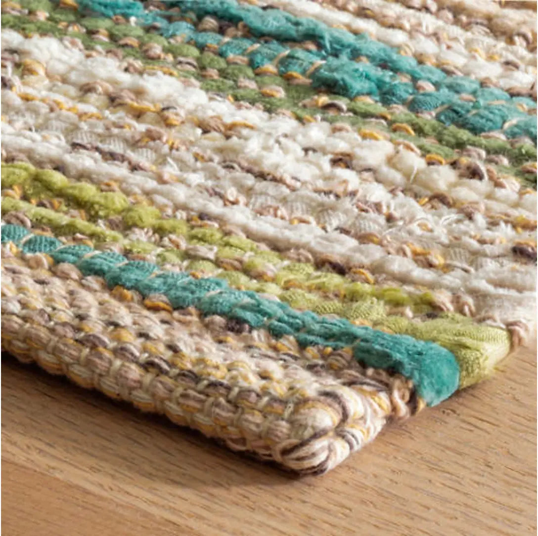 Francisco Green Woven Cotton Rug - Home Smith