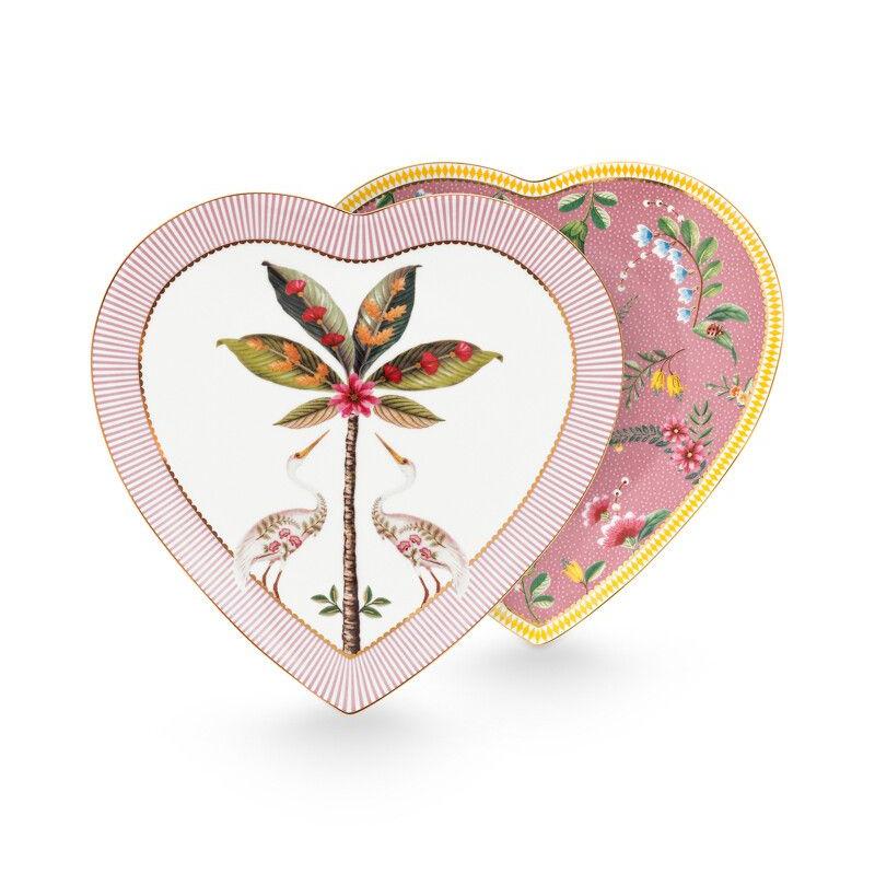 Gift Set of 2 Heart Shape Plates La Majorelle Pink at Home Smith