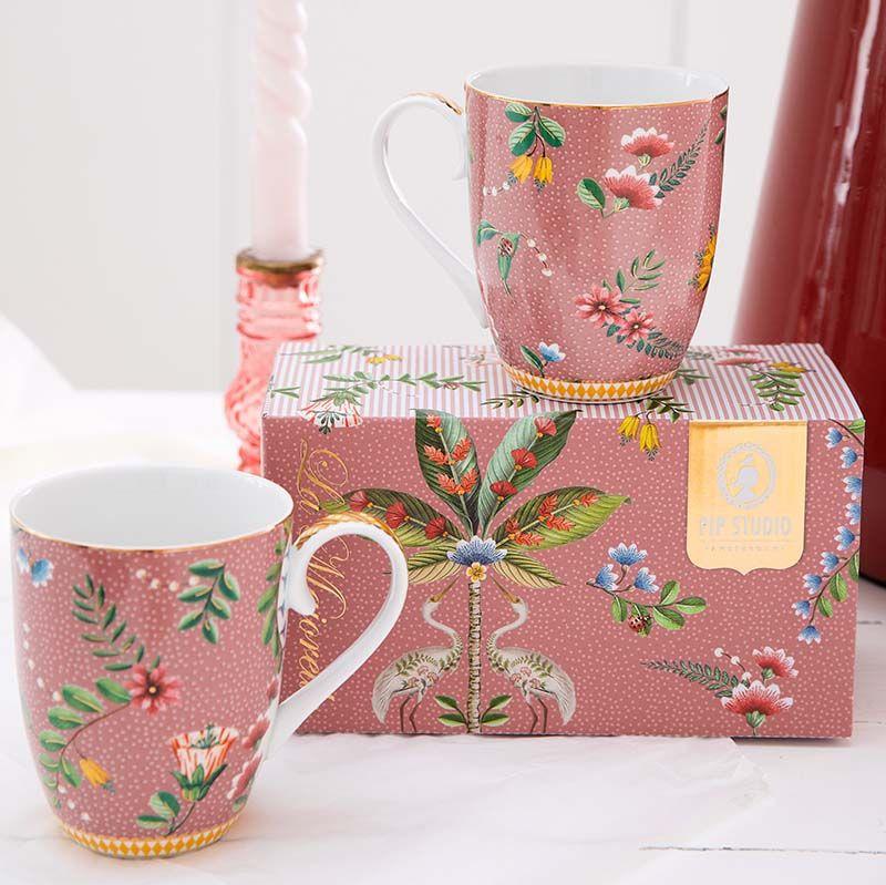 Gift Set of 2 Mug Large La Majorelle Pink at Home Smith