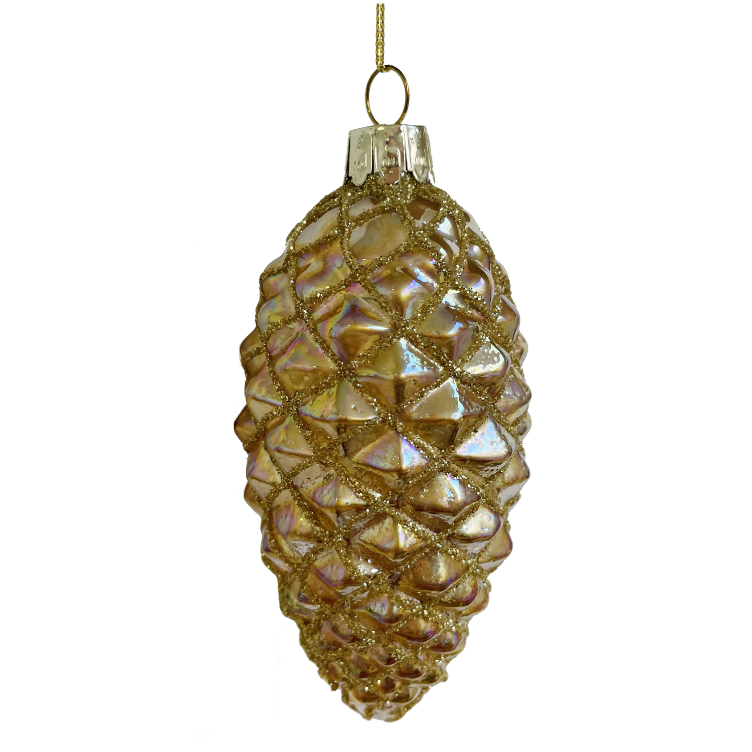 Glass Gold Pinecone Ornament with Gold Glitter at Home Smith