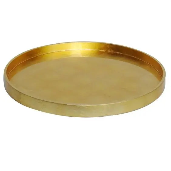 Gold Leaf Lacquer Round Serving Trays - Home Smith