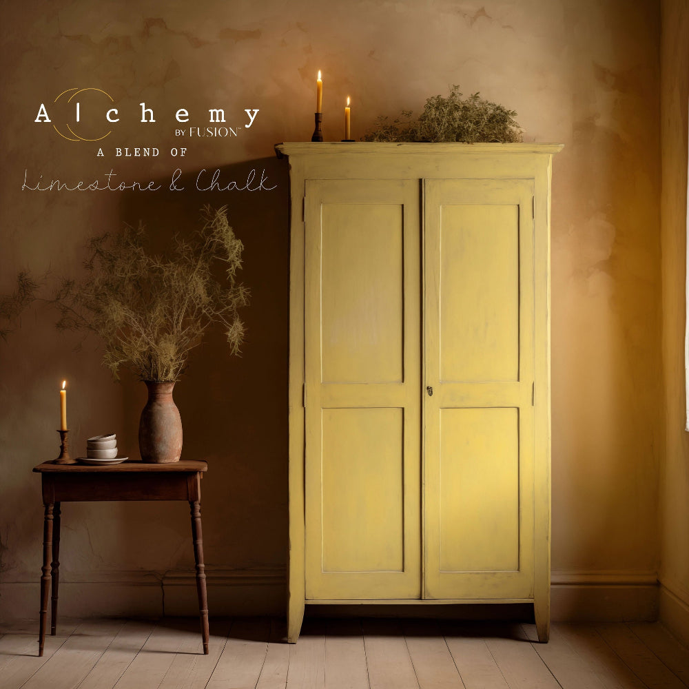 Alchemy Limestone and Chalk Furniture Paint by Fusion in Harvest at Home Smith