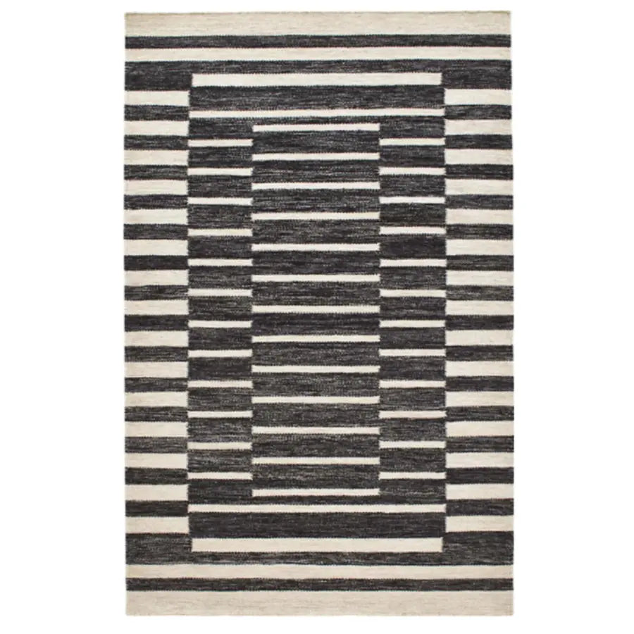 Heights Charcoal Woven Wool Rug - Home Smith