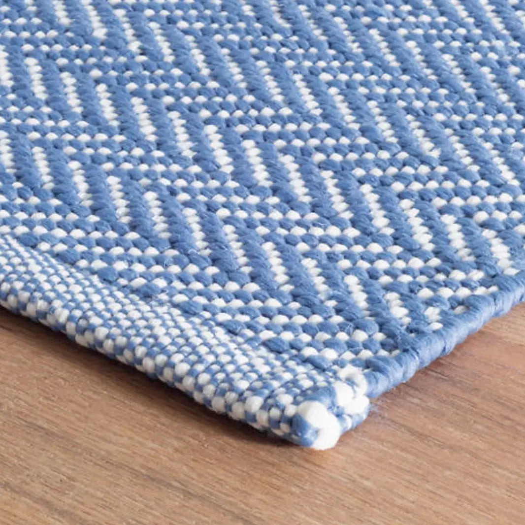 Herringbone Indoor/Outdoor Rug in French Blue/White - Home Smith