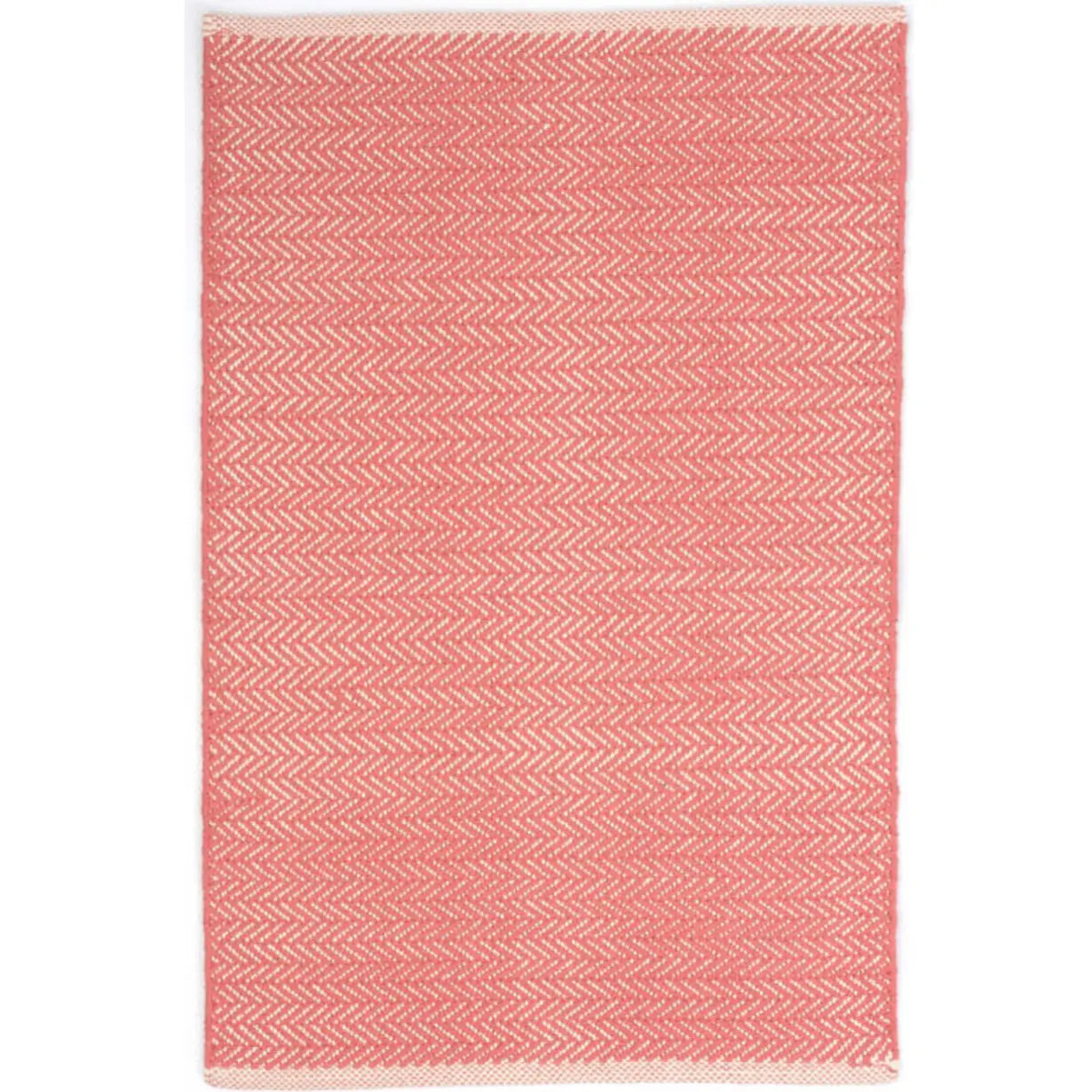Herringbone Woven Cotton Rug in Coral - Home Smith