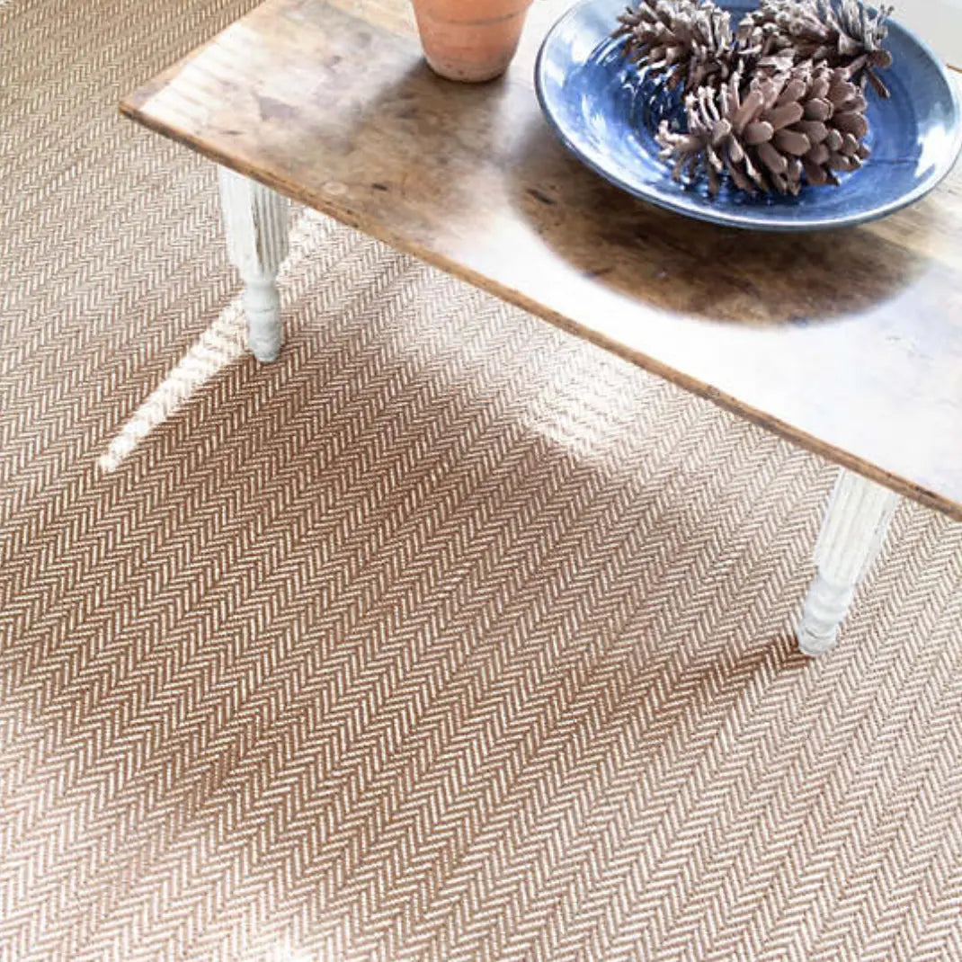 Herringbone Woven Cotton Rug in Stone - Home Smith