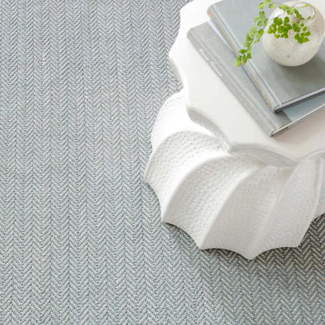 Herringbone Woven Cotton Rug in Swedish Blue - Home Smith