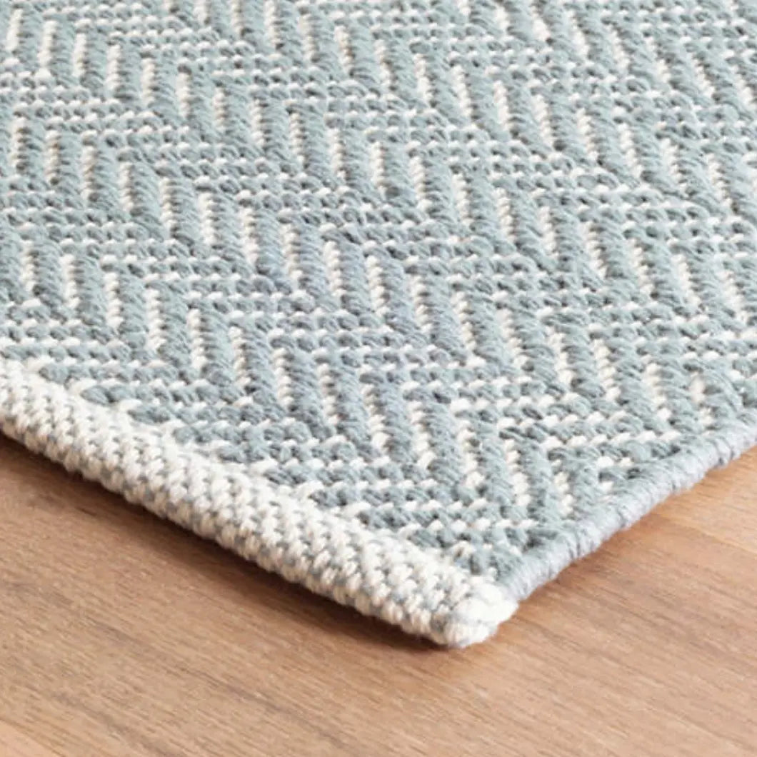 Herringbone Woven Cotton Rug in Swedish Blue - Home Smith