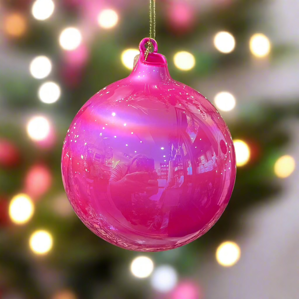 Jim Marvin Pearl Glass Ornaments in Hot Pink