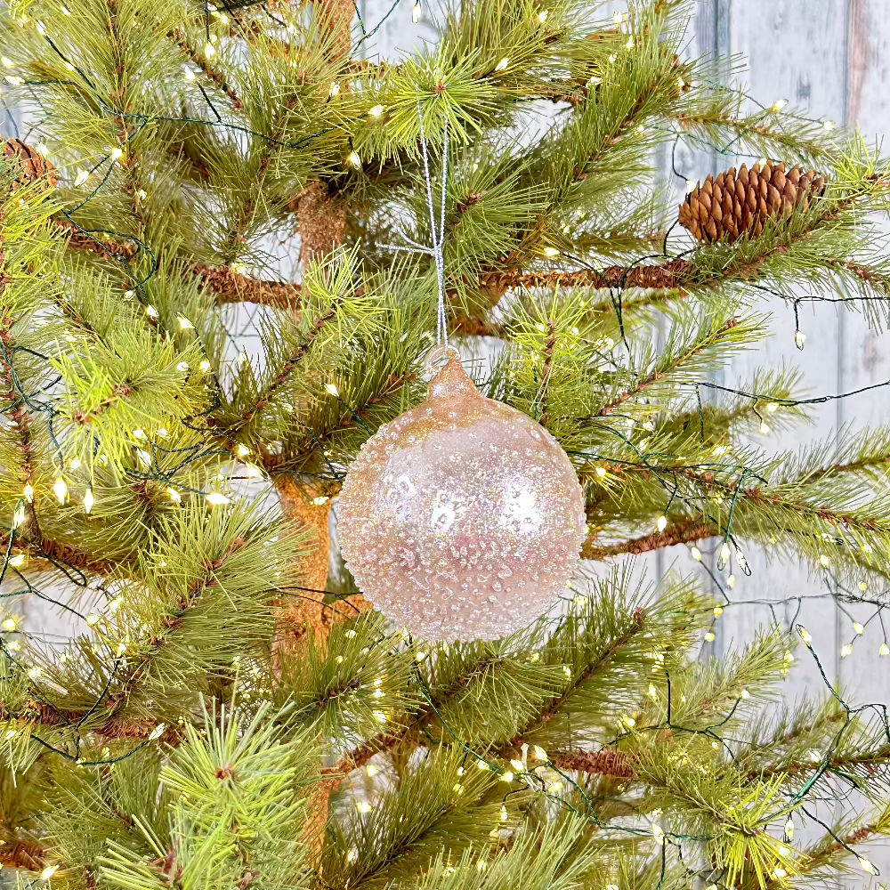 Glitter Champagne Sanded Glass Ornament at Home Smith