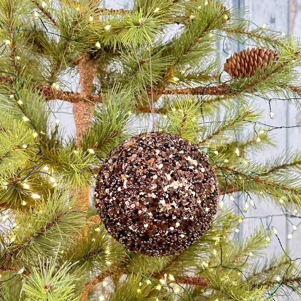 Copper Glitter Beaded Ornaments at Home Smith