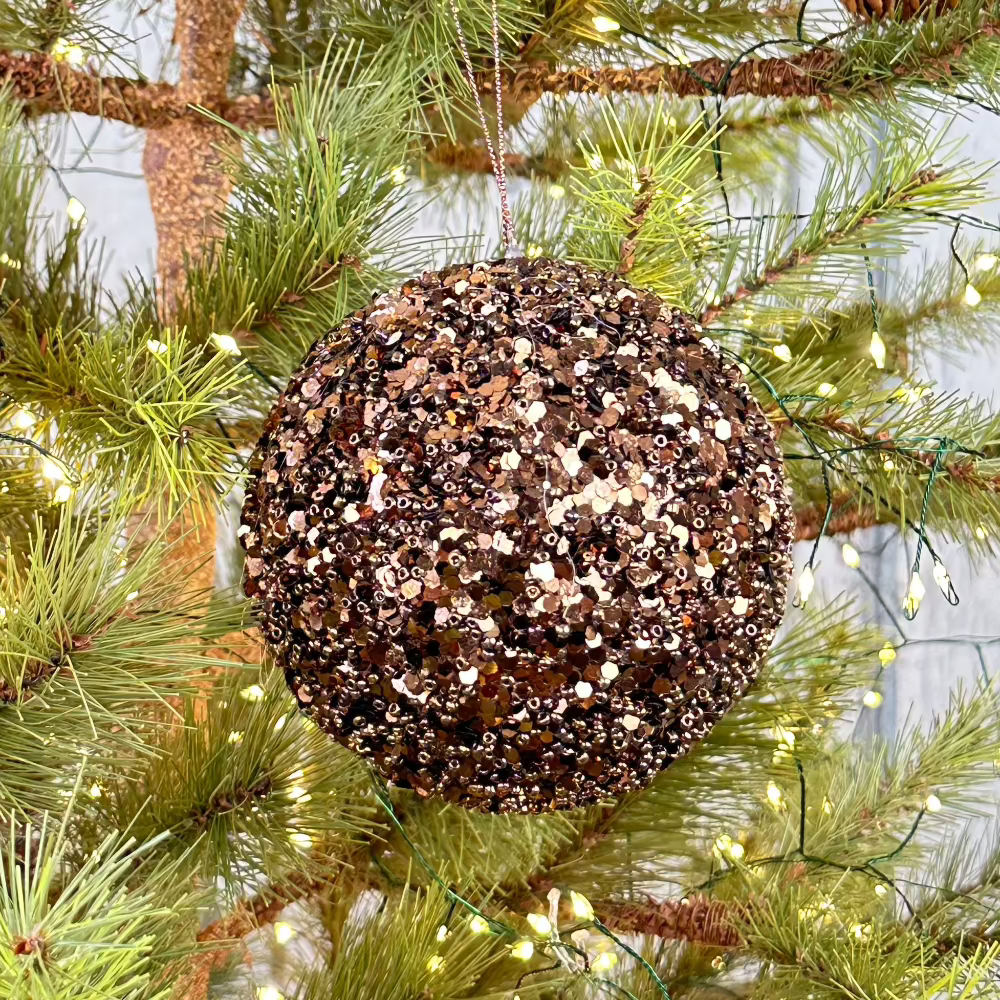 Copper Glitter Beaded Ornaments at Home Smith