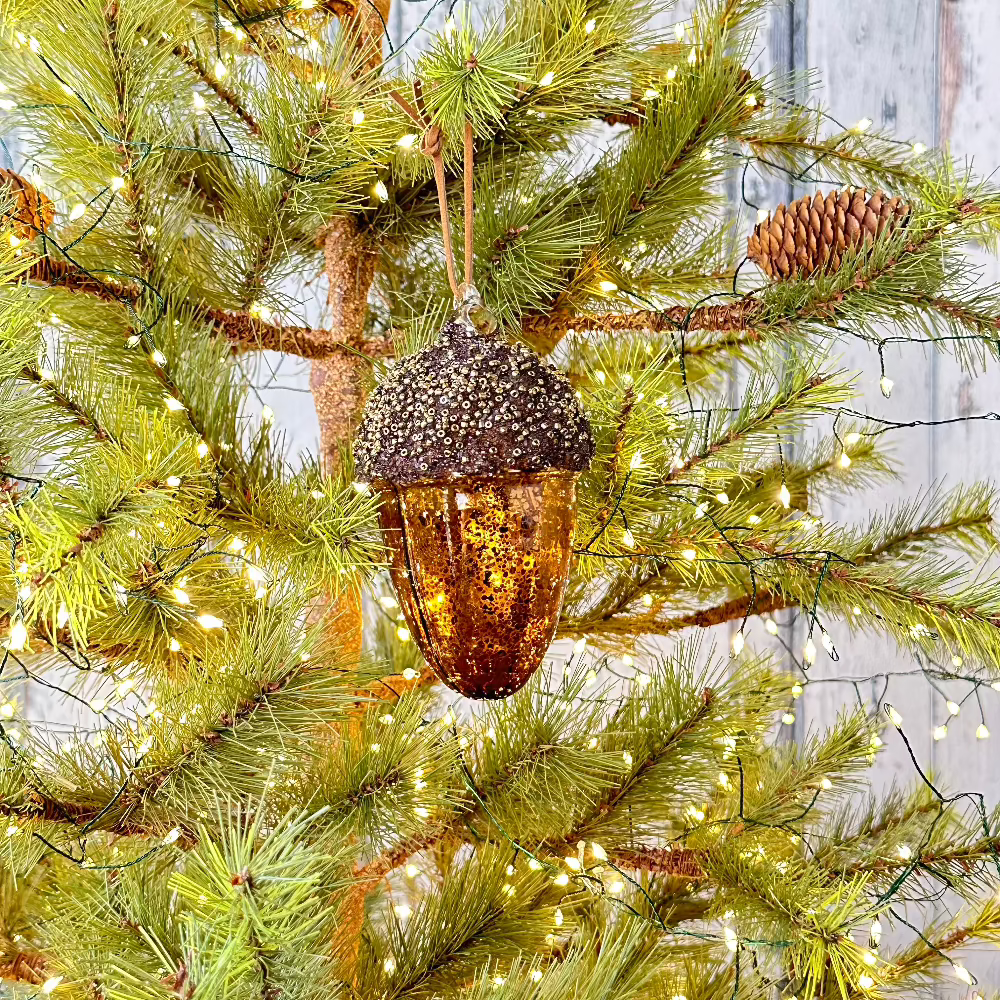 Brown beaded glass acorn ornament at Home Smith 