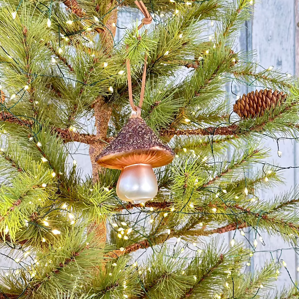 Beaded Brown Glass Mushroom Ornament at Home Smith