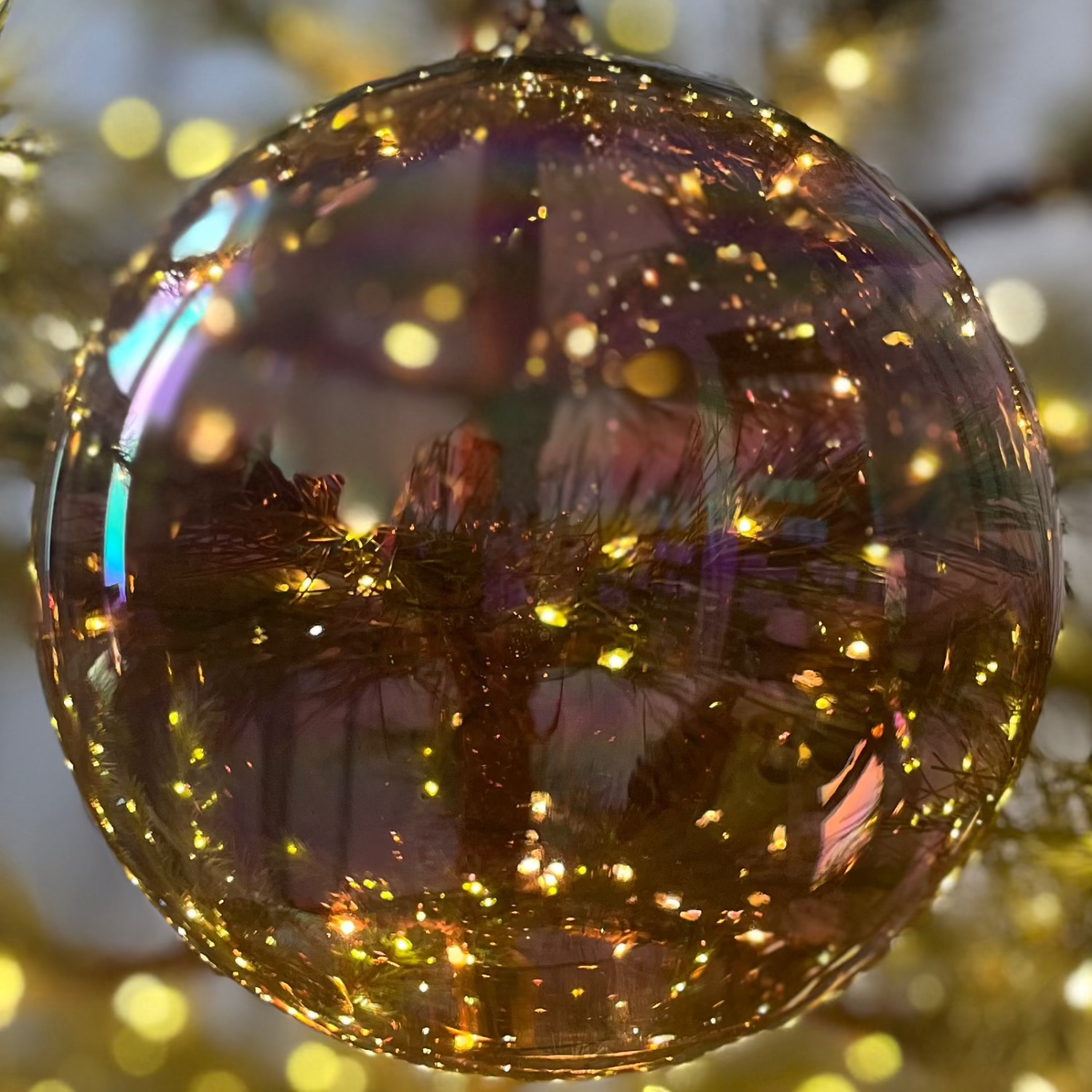 Jim Marvin Handblown Iridescent Bottle Glass Ornament in French Purple