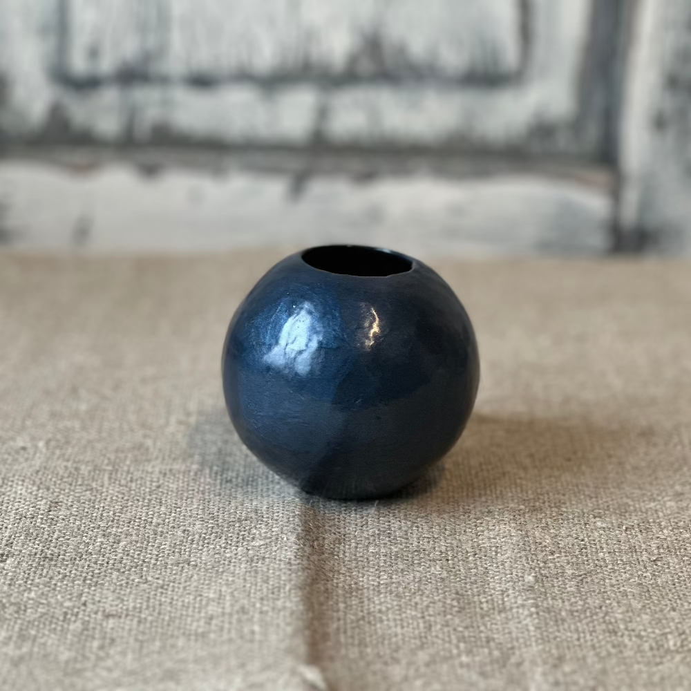 Small Blue Capiz Vase at Home Smith