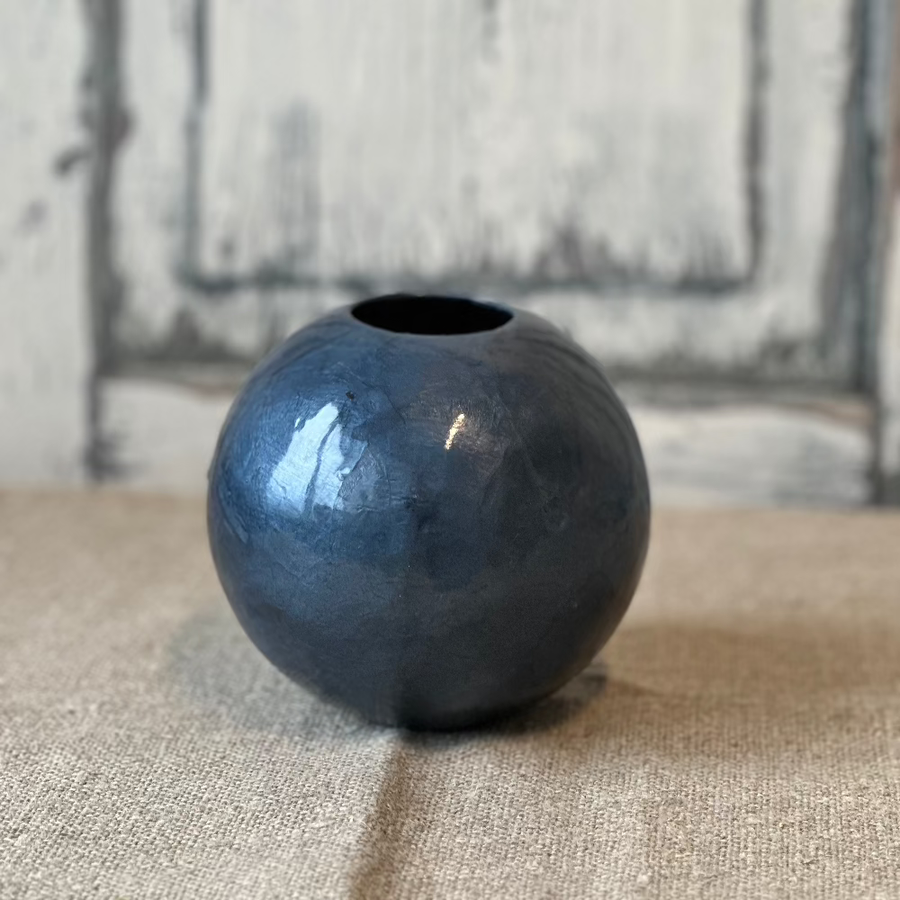 Medium Blue Capiz Vase at Home Smith