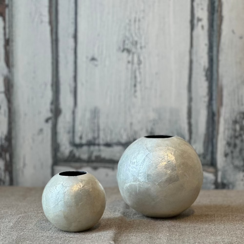 White Capiz Vases at Home Smith