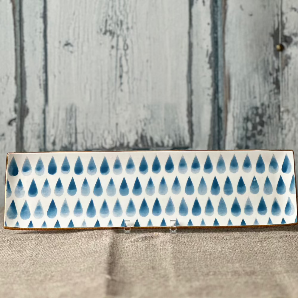 Jill Rosenwald Raindrop Oyster Tray in Stormy at Home Smith