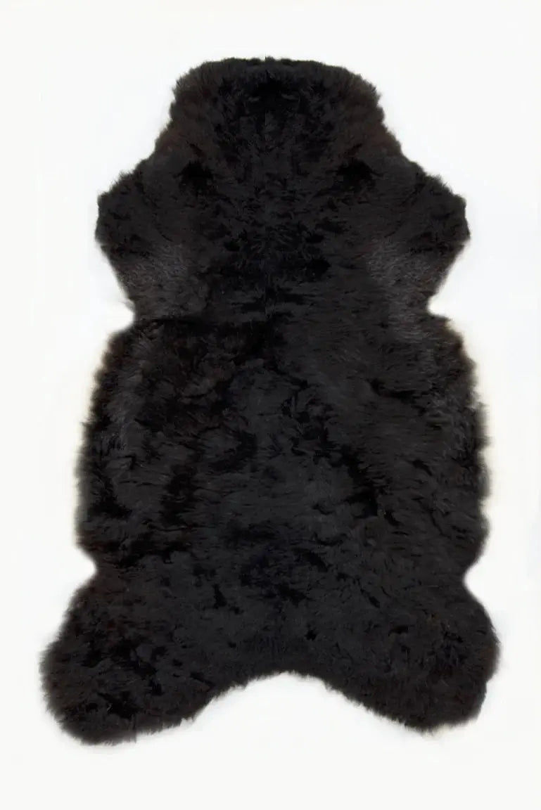 Home Smith Icelandic Sheepskin Throw in Shorn Black Black Sheep White Light Inc. Throws