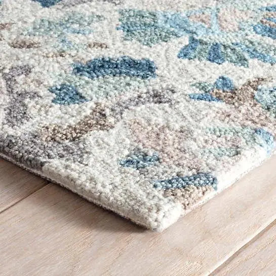 Ines Blue Micro Hooked Wool Rug - Home Smith