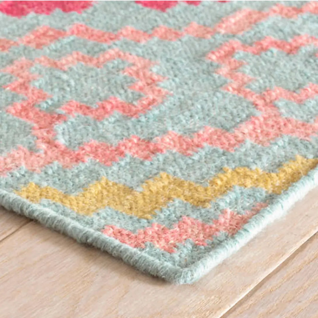 Jelly Roll Sky Handwoven Wool Rug