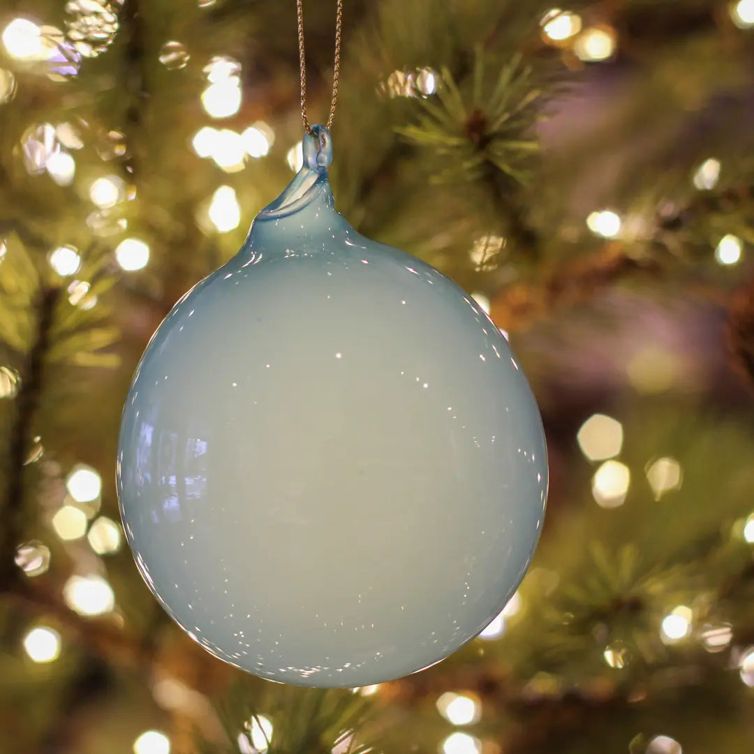 Jim Marvin Bubblegum Glass Ornament in Aqua Blue - Home Smith