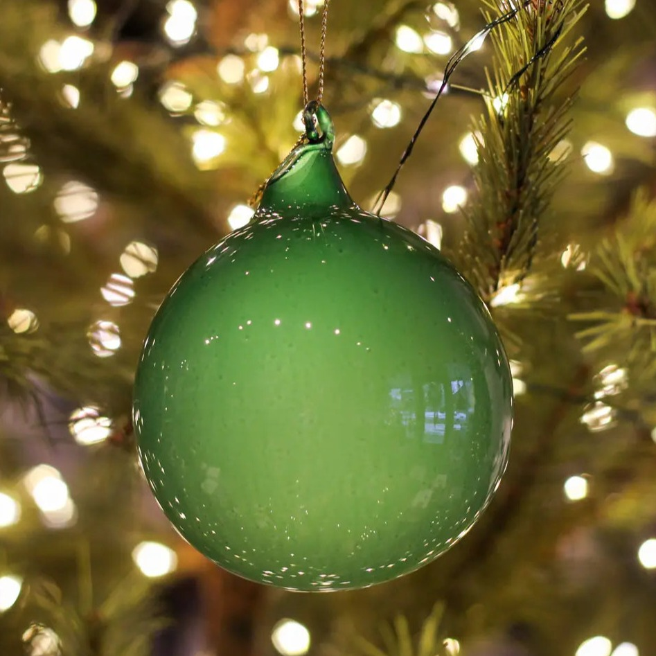 Jim Marvin Bubblegum Glass Ornament in Emerald - Home Smith