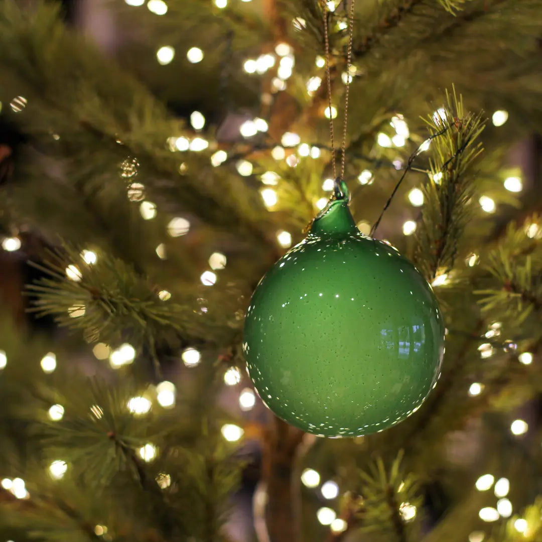 Jim Marvin Bubblegum Glass Ornament in Emerald - Home Smith