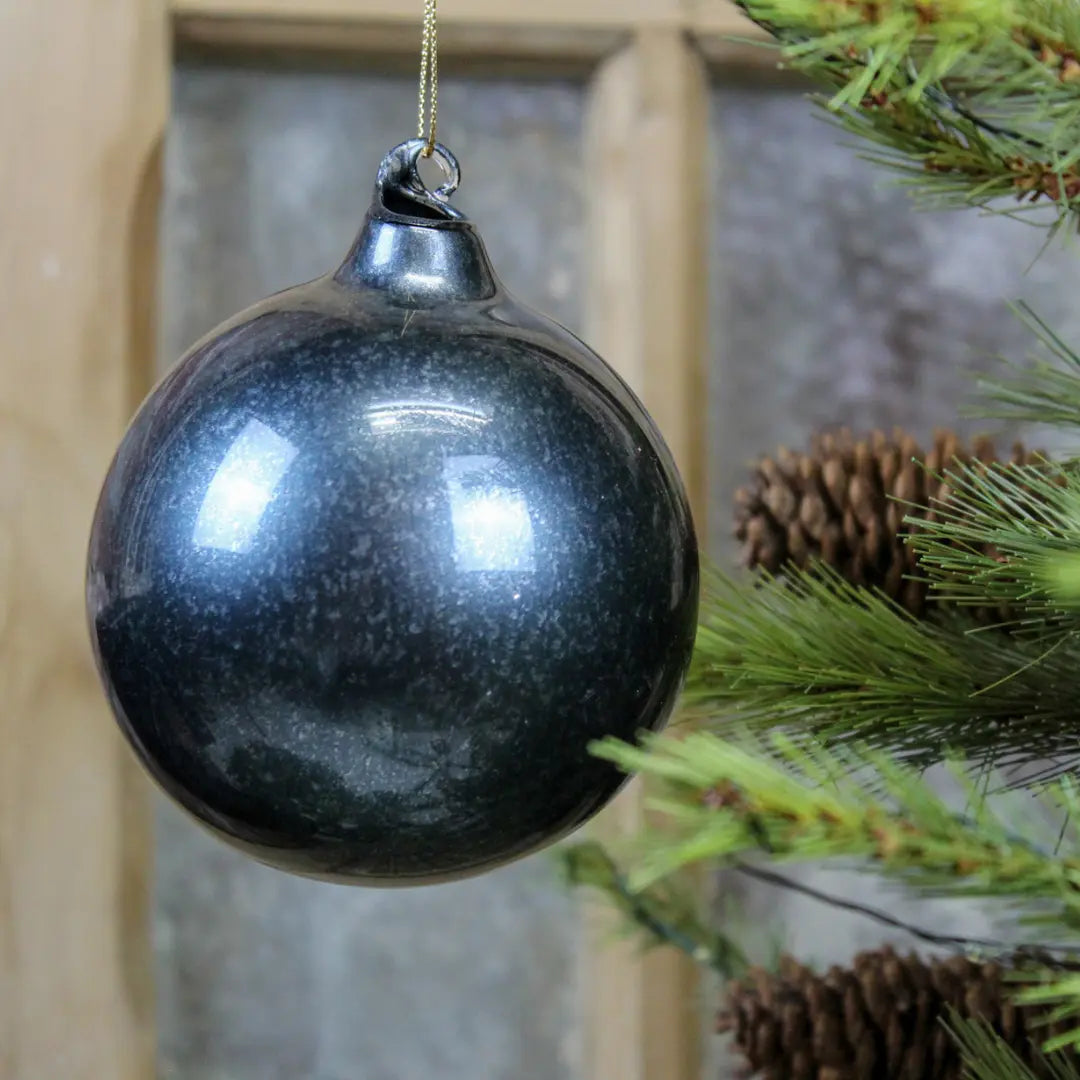 Jim Marvin Bubblegum Glass Ornament in Silvered Black - Home Smith