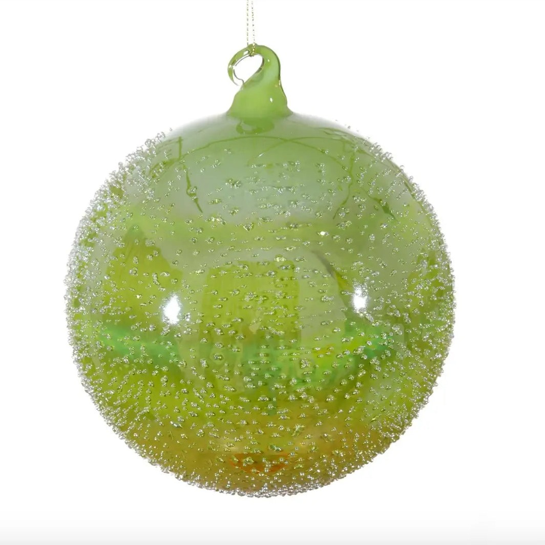 Home Smith Jim Marvin Clear Glass Beaded Ornaments in Green Winward Holiday Ornaments