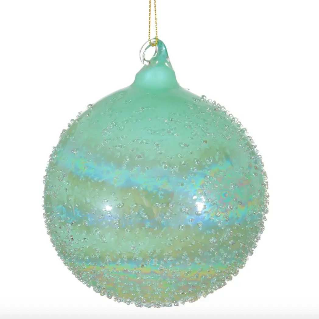 Home Smith Jim Marvin Clear Glass Beaded Ornament in Light Green Winward Holiday Ornaments