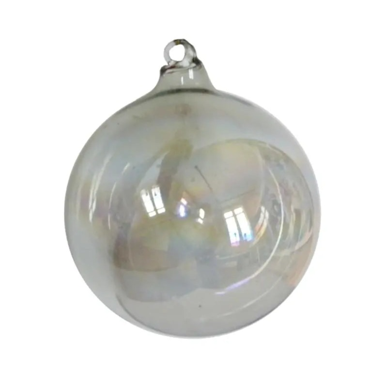 Jim Marvin Clear Glass Iridescent Ornament in Light Grey - Home Smith