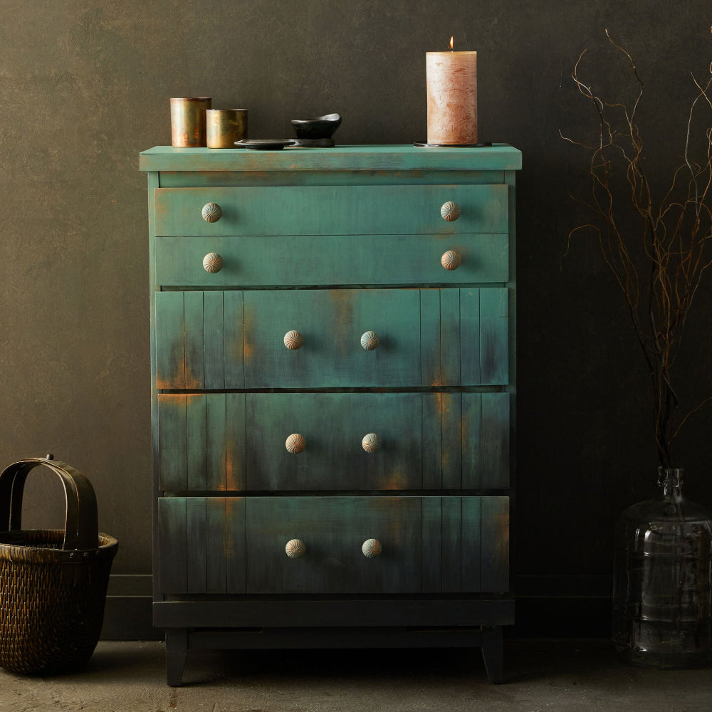 Alchemy Limestone and Chalk Furniture Paint by Fusion in Juniper at Home Smith 