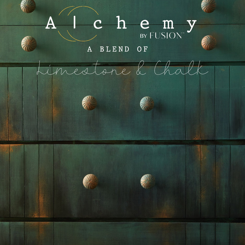 Alchemy Limestone and Chalk Furniture Paint by Fusion in Juniper at Home Smith 