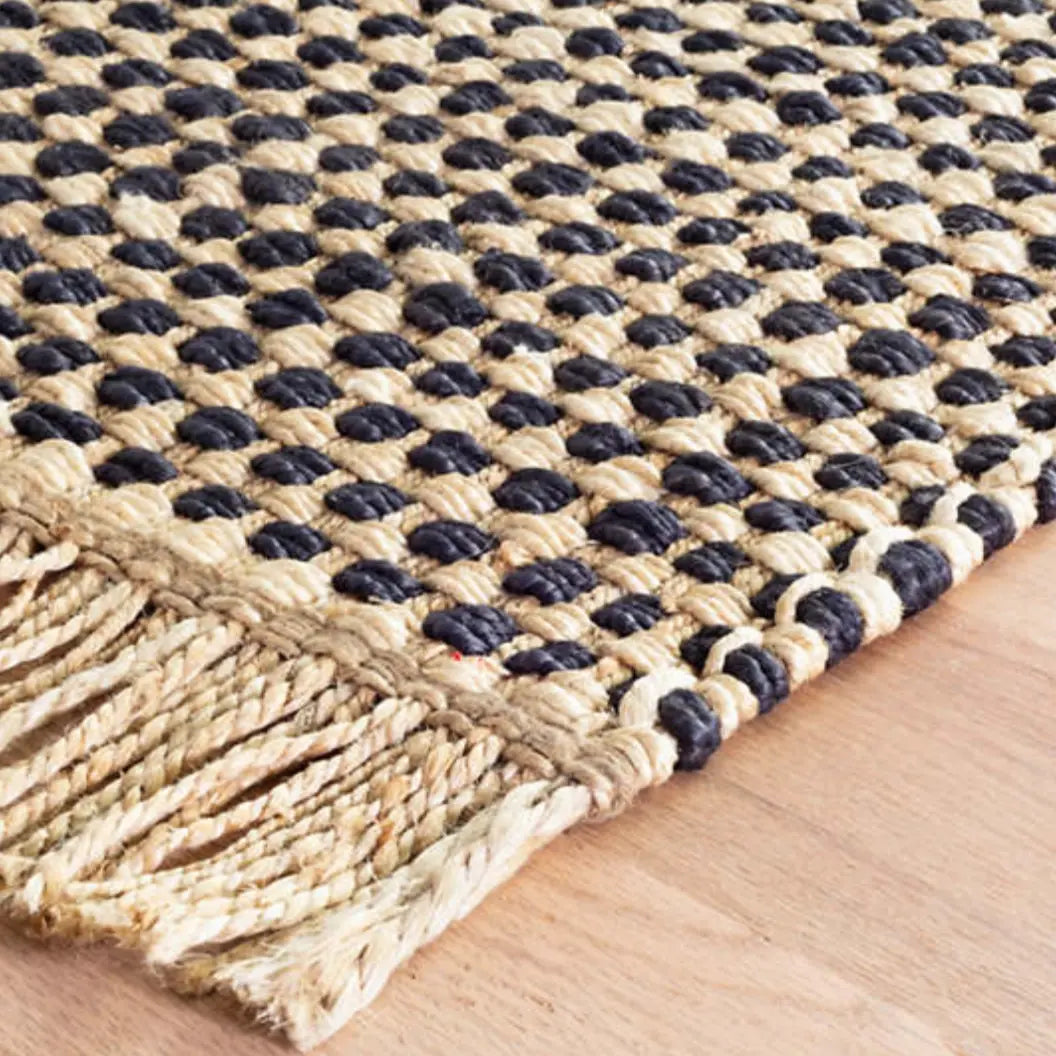 Kuba Black Woven Jute Rug - Home Smith